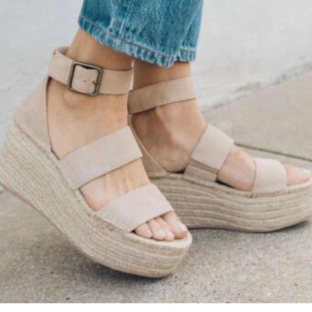 Soludos Argos Espadrille Platform Sandals Women’s Size 8 Tan Beige